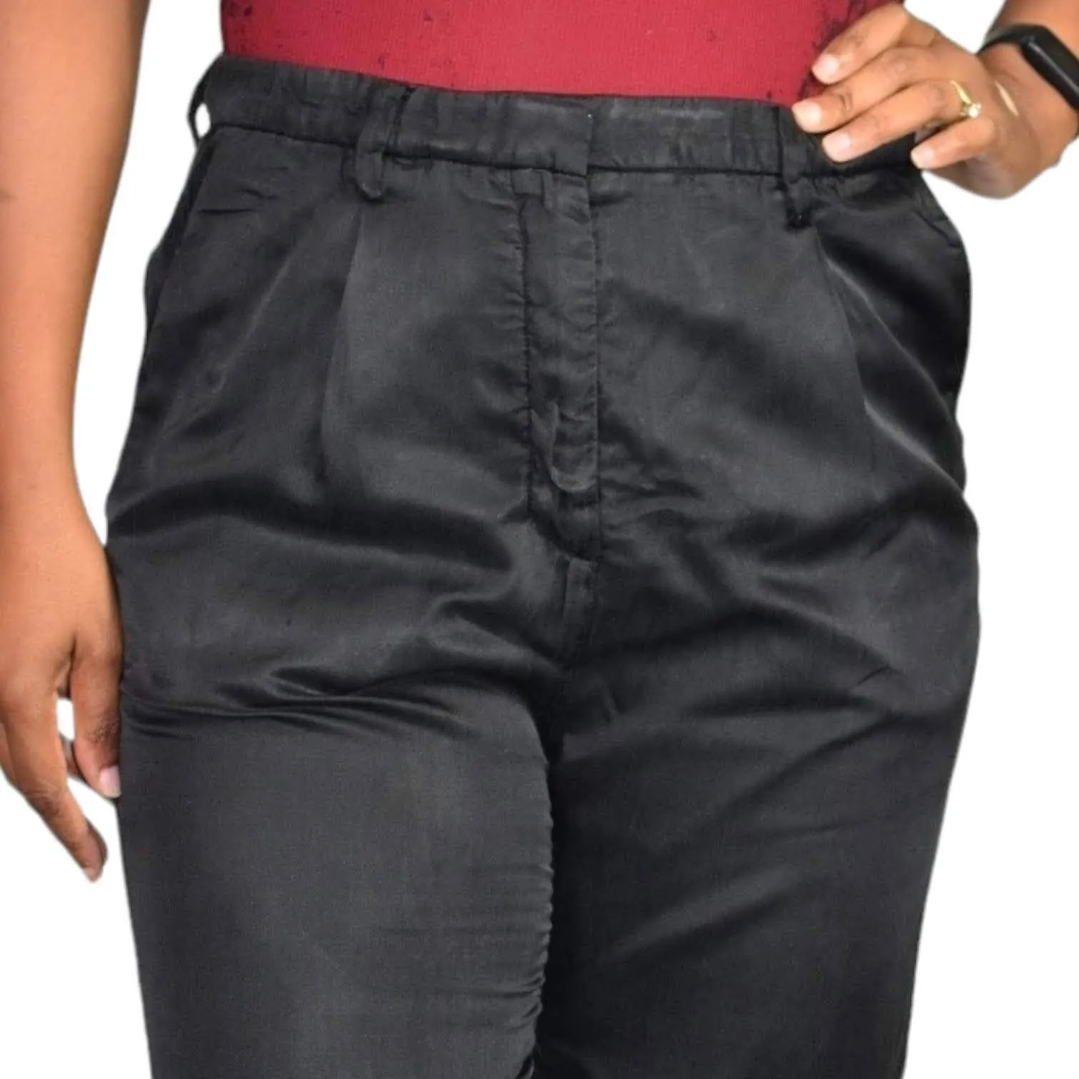 Acne Play Pants Black High Rise Trousers Dress Straight Leg Pleated Size 34 2 XS