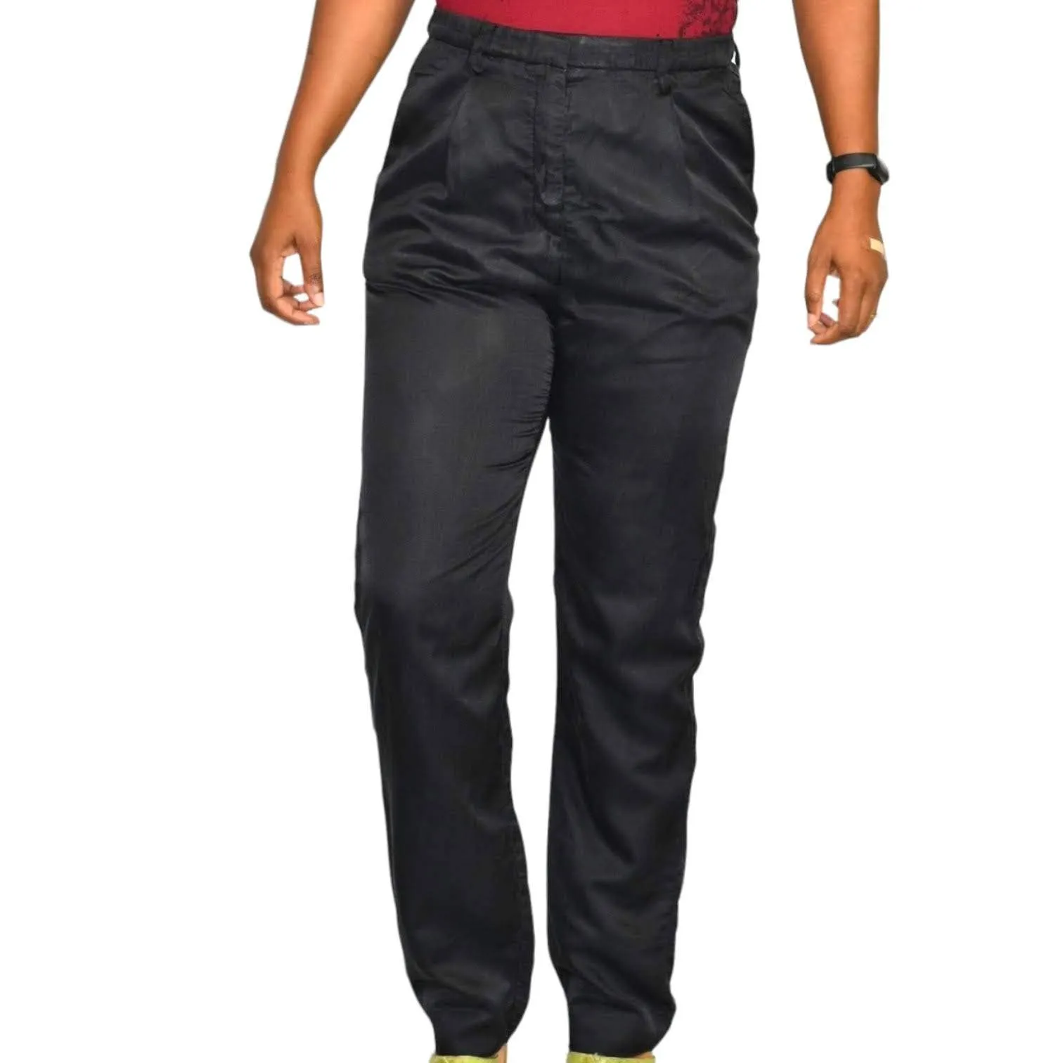 Acne Play Pants Black High Rise Trousers Dress Straight Leg Pleated Size 34 2 XS