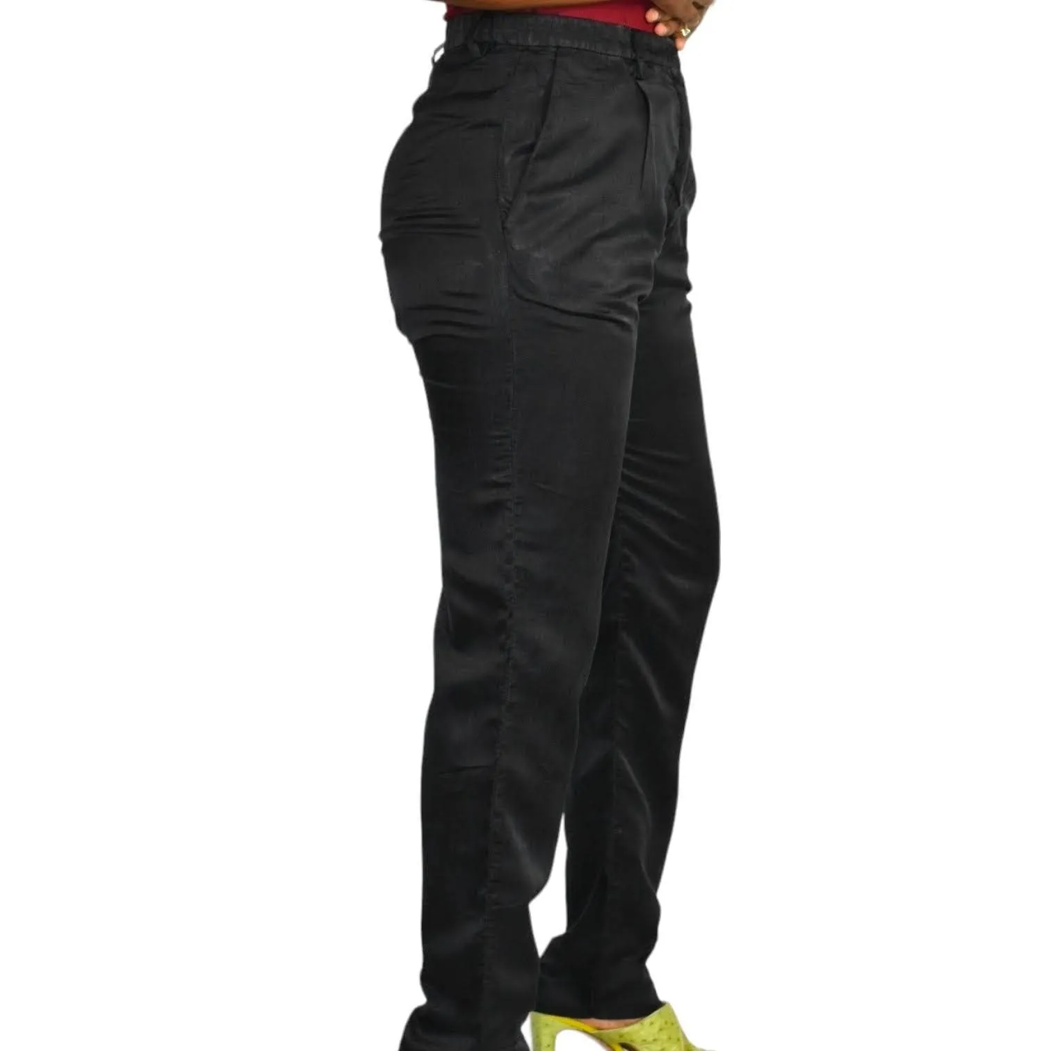 Acne Play Pants Black High Rise Trousers Dress Straight Leg Pleated Size 34 2 XS