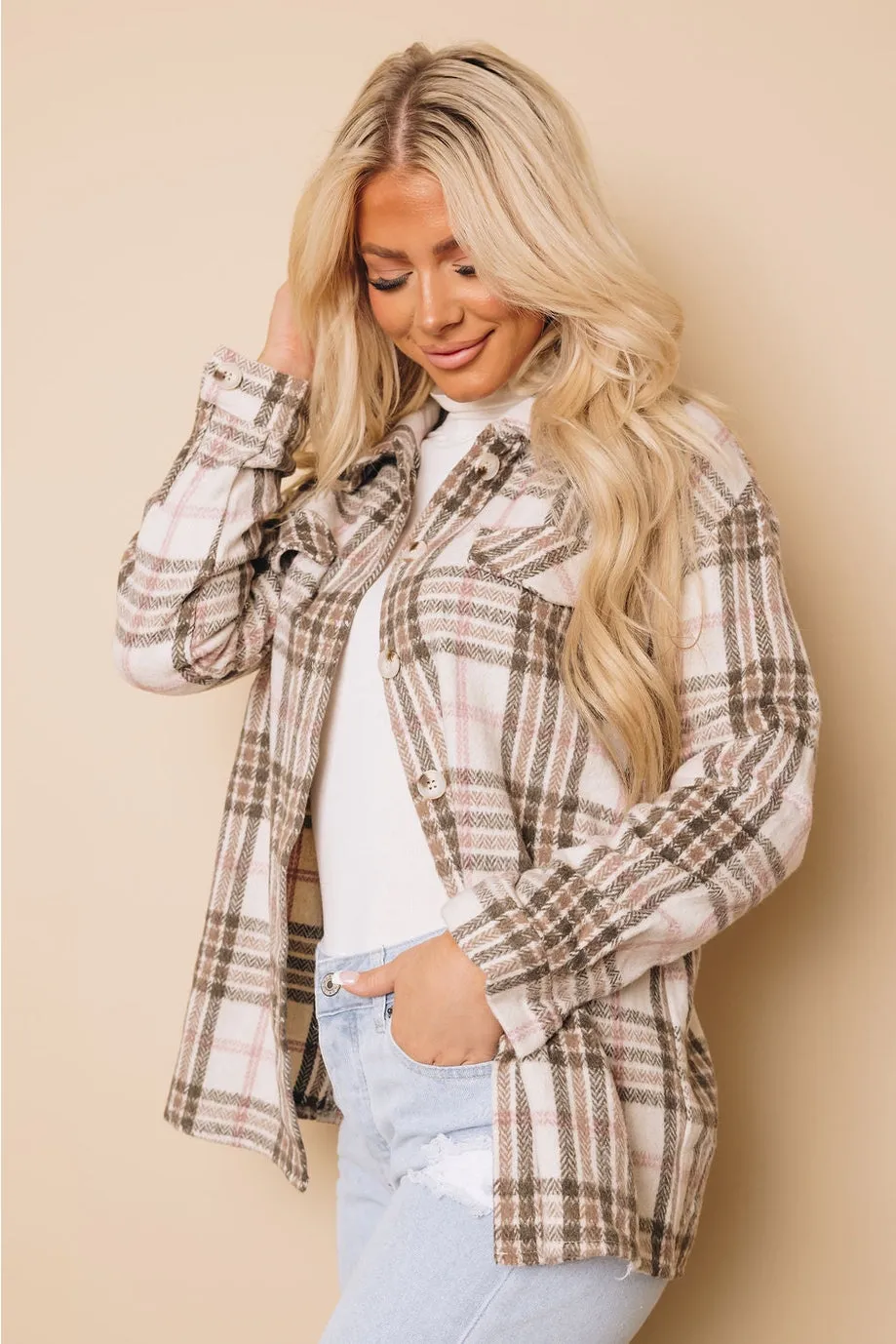 Ally Button Plaid Jacket