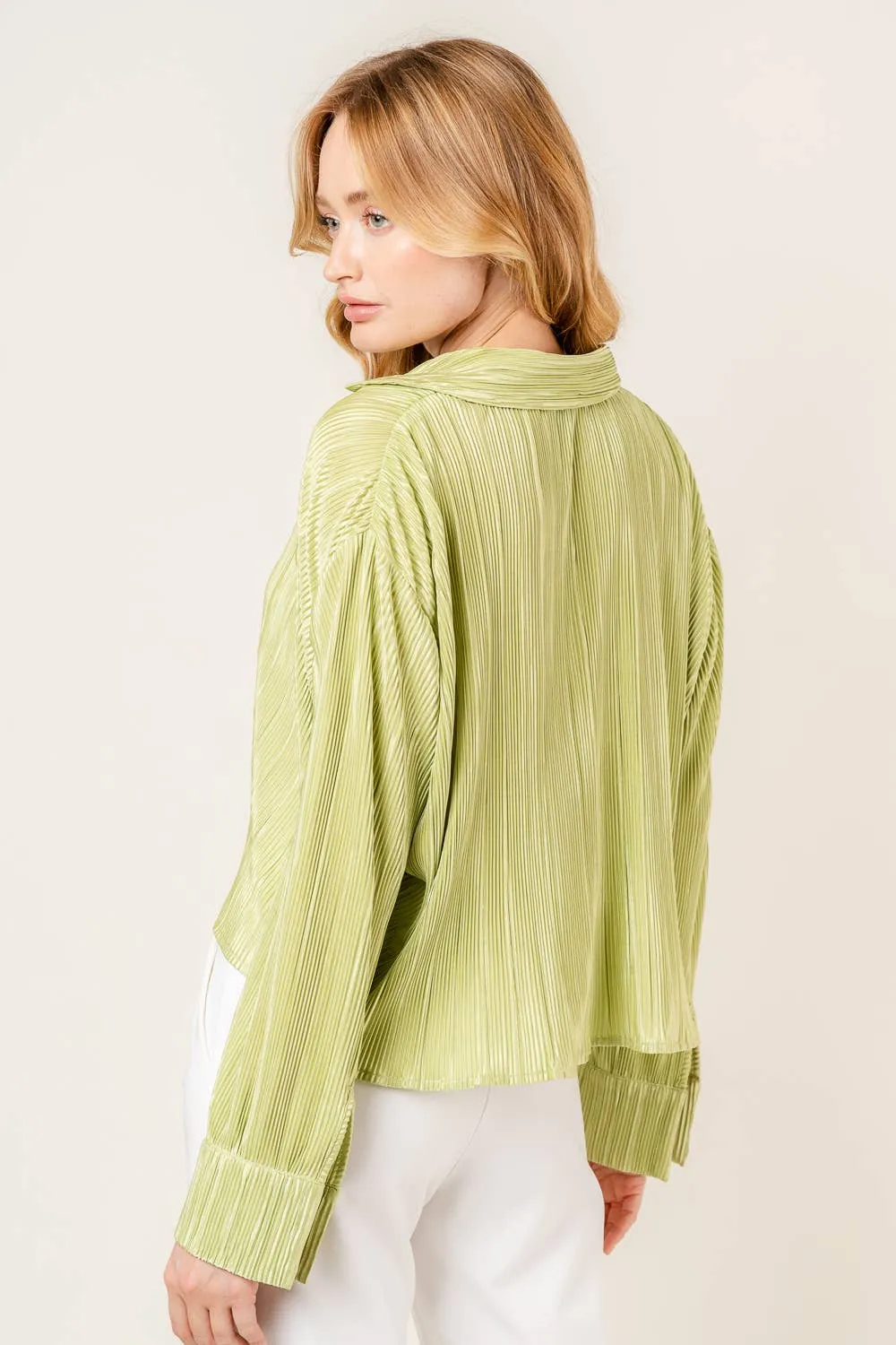 Amal Plisse Shorts and Top Set, Kiwi