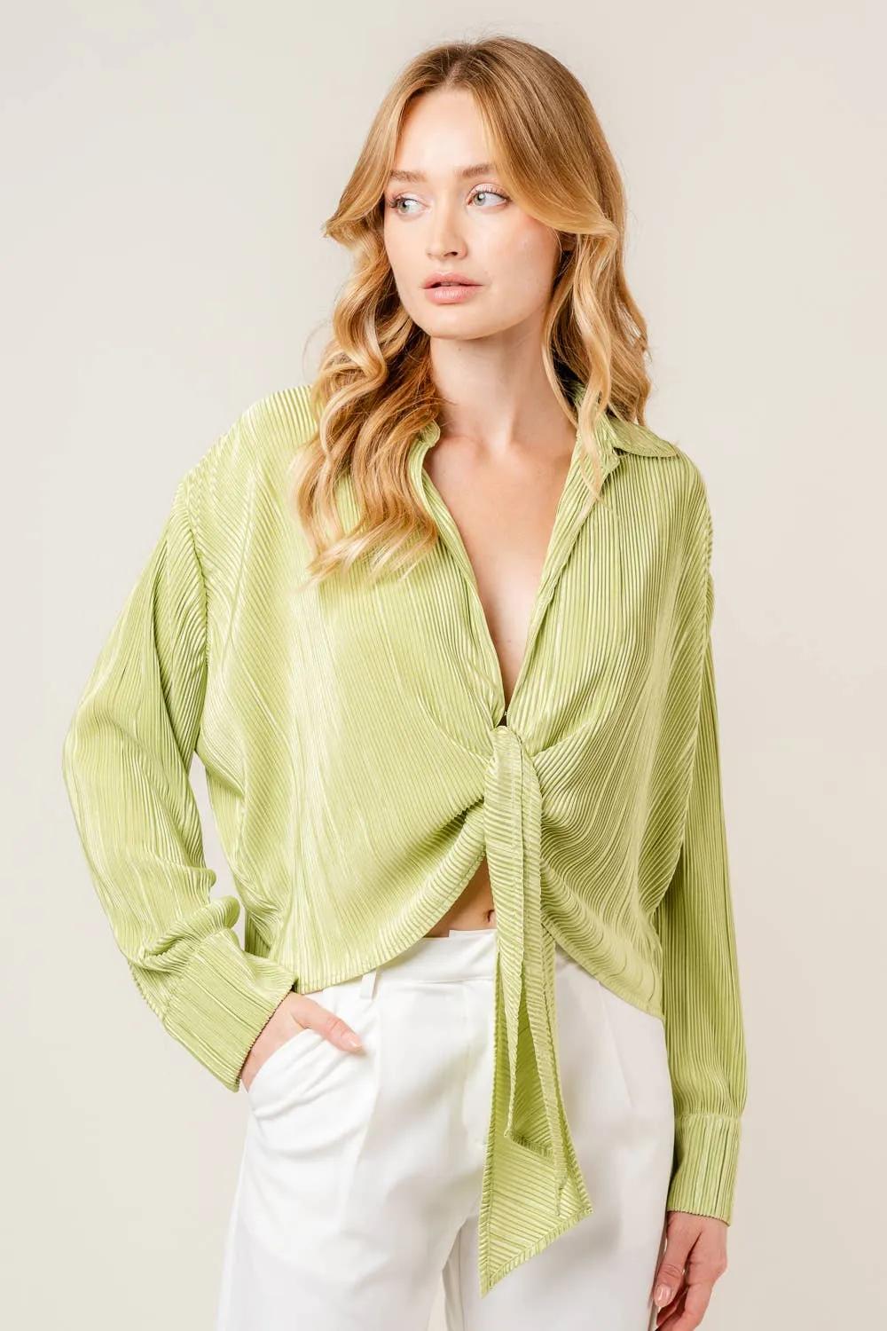 Amal Plisse Shorts and Top Set, Kiwi