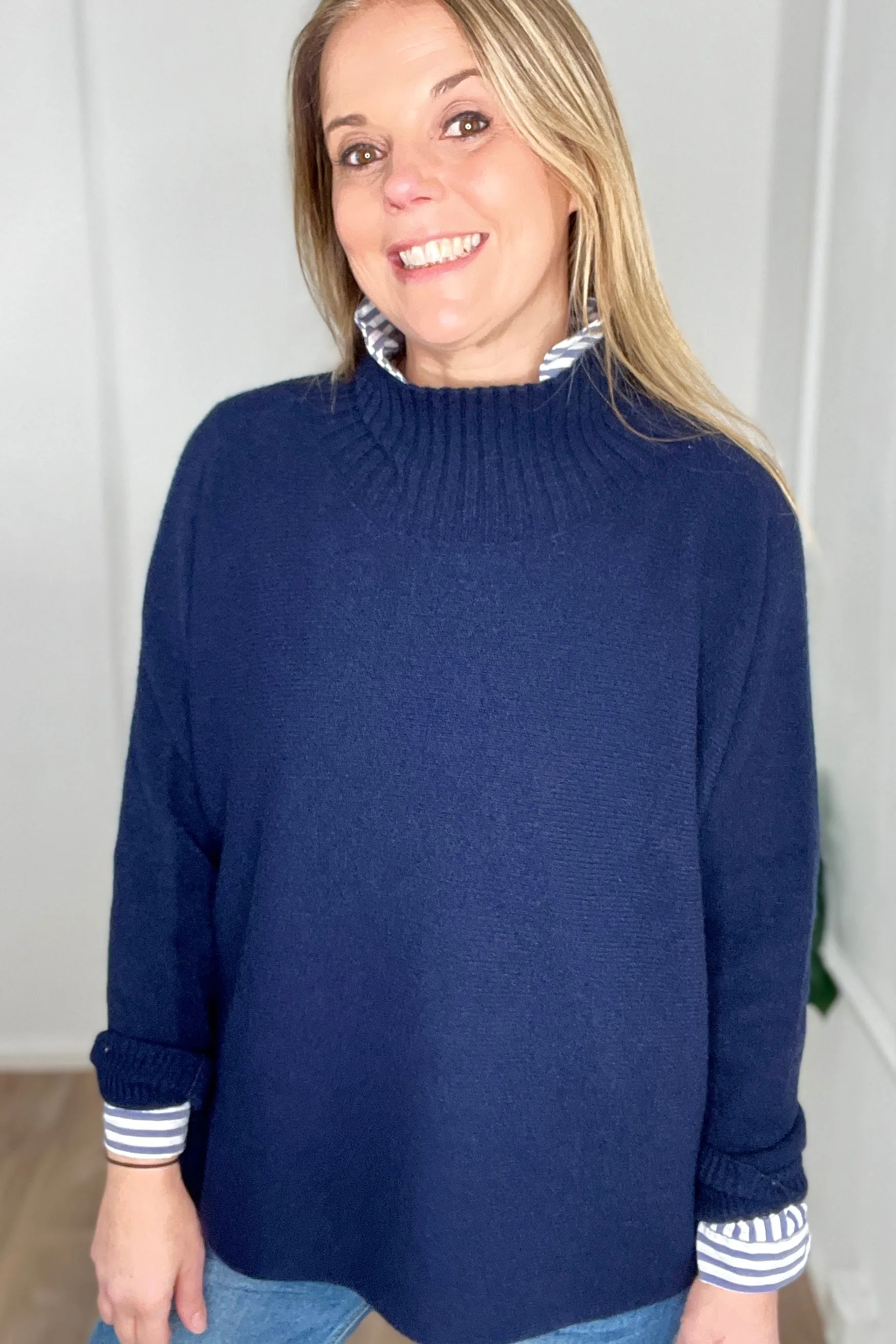 Amy Funnel Knit | Navy