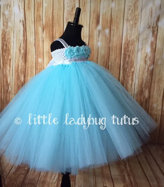 Aqua Blue Flower Girl Tutu Dress