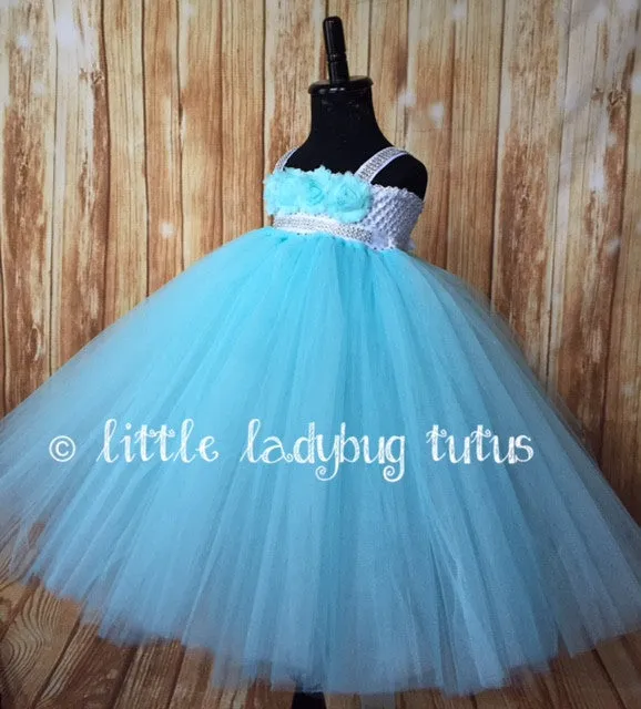 Aqua Blue Flower Girl Tutu Dress