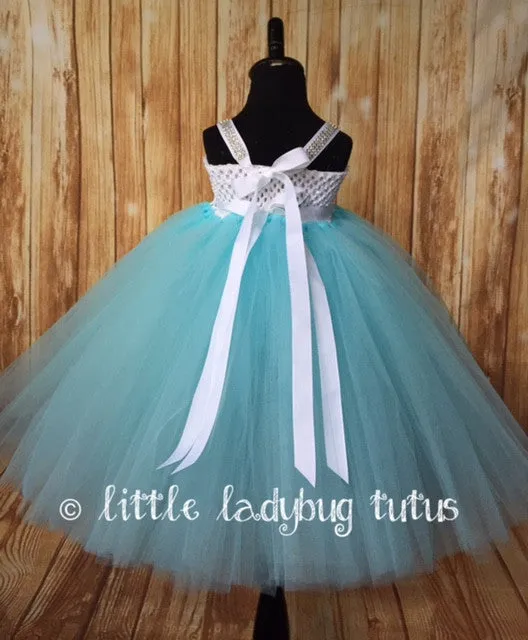 Aqua Blue Flower Girl Tutu Dress