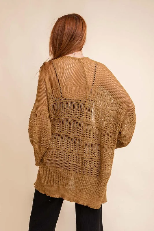 Carly Knit Netted Cardigan
