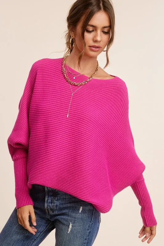 Chic Oatmilk Dolman Sleeve Off Shoulder Mae Sweater
