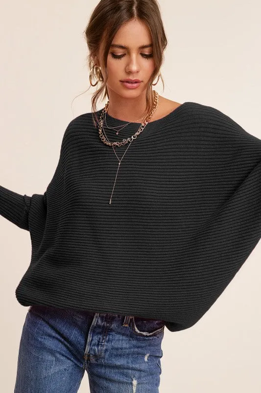 Chic Oatmilk Dolman Sleeve Off Shoulder Mae Sweater