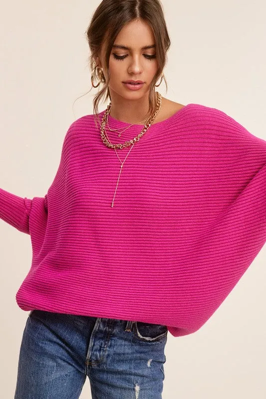 Chic Oatmilk Dolman Sleeve Off Shoulder Mae Sweater