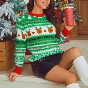 Chic Women's Festive Jacquard Holiday Sweater