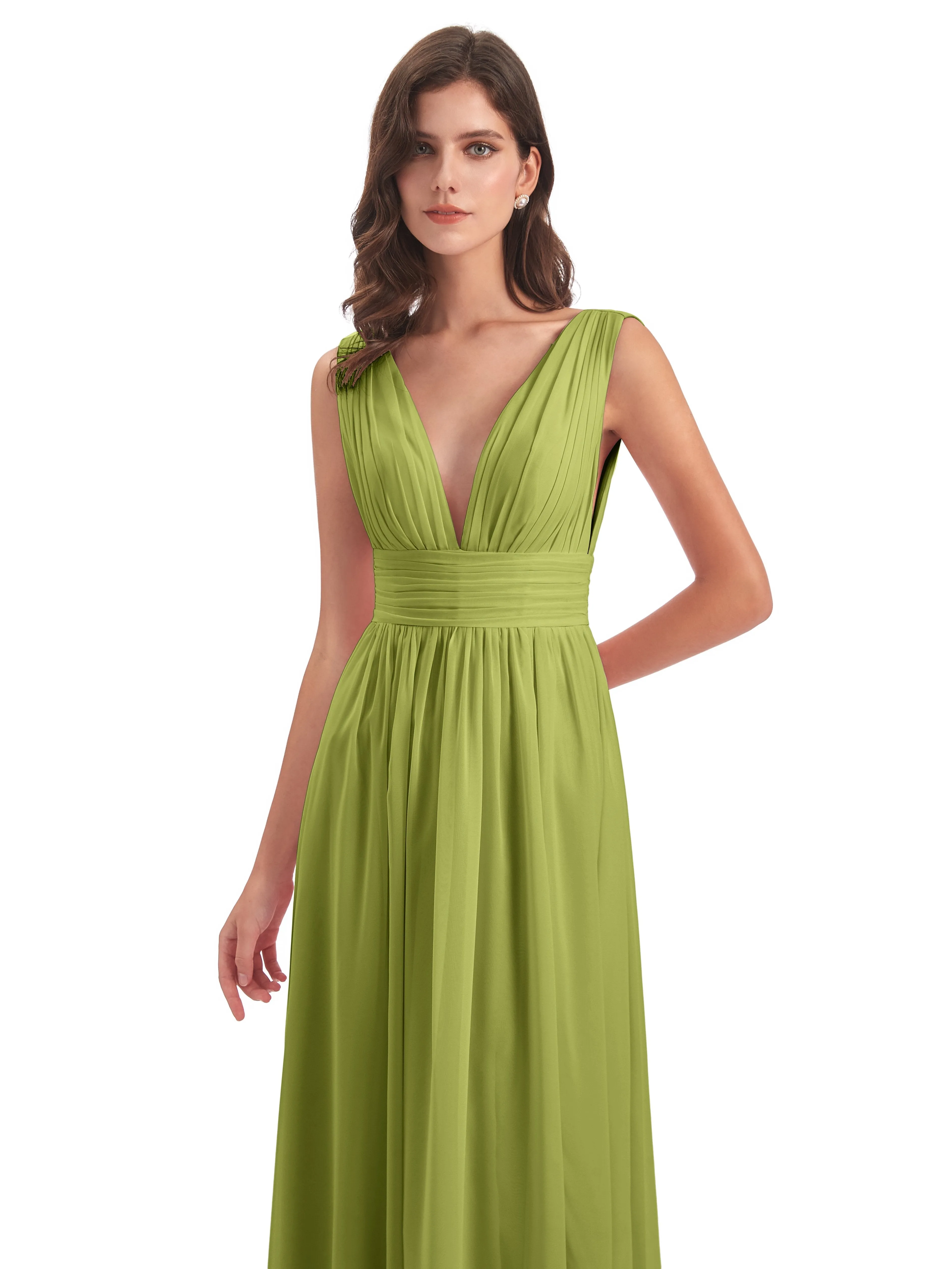 Clover Bridesmaid Dress Charming Chiffon V Neck Split Long Bridesmaid Dresses