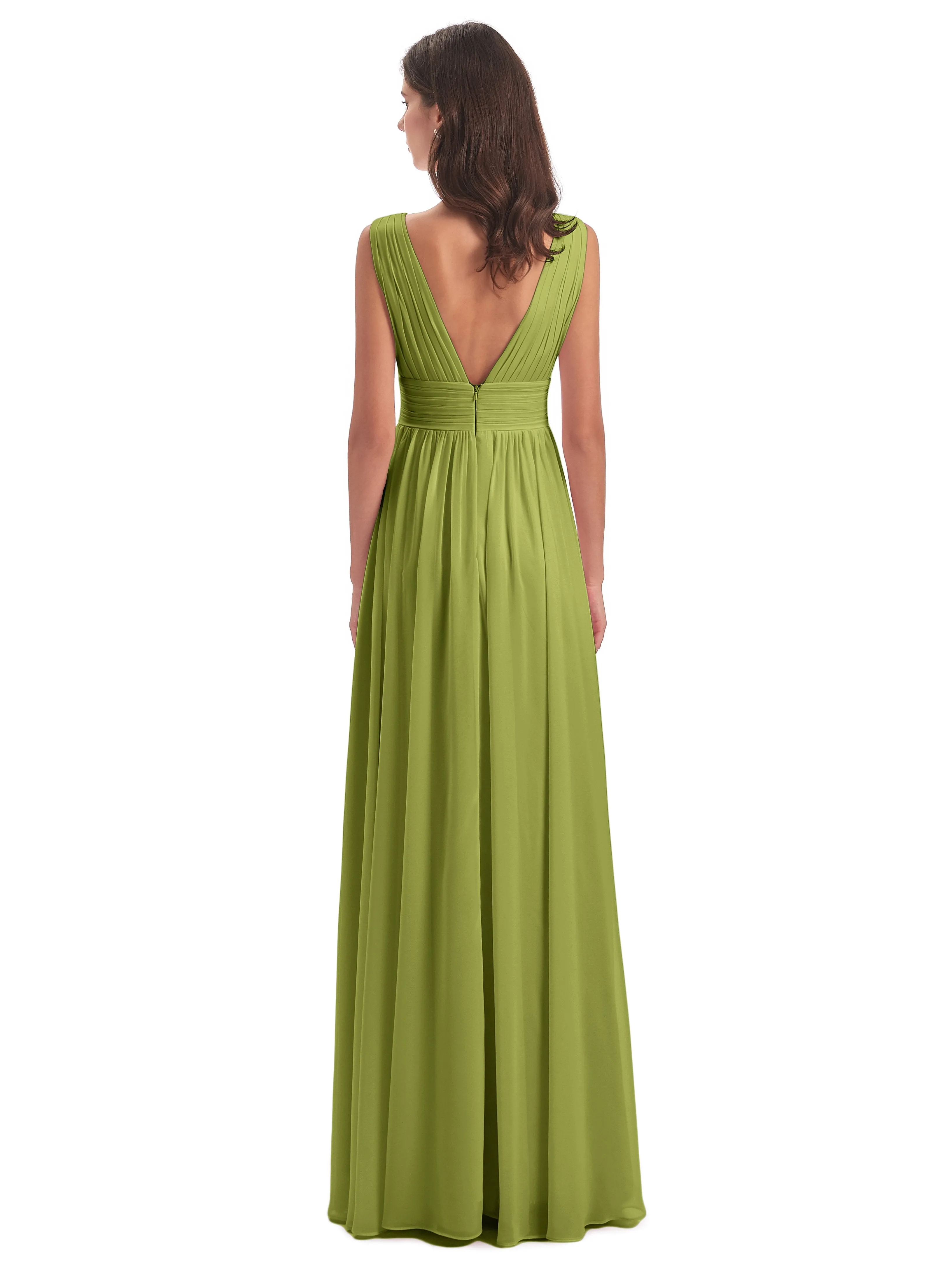 Clover Bridesmaid Dress Charming Chiffon V Neck Split Long Bridesmaid Dresses