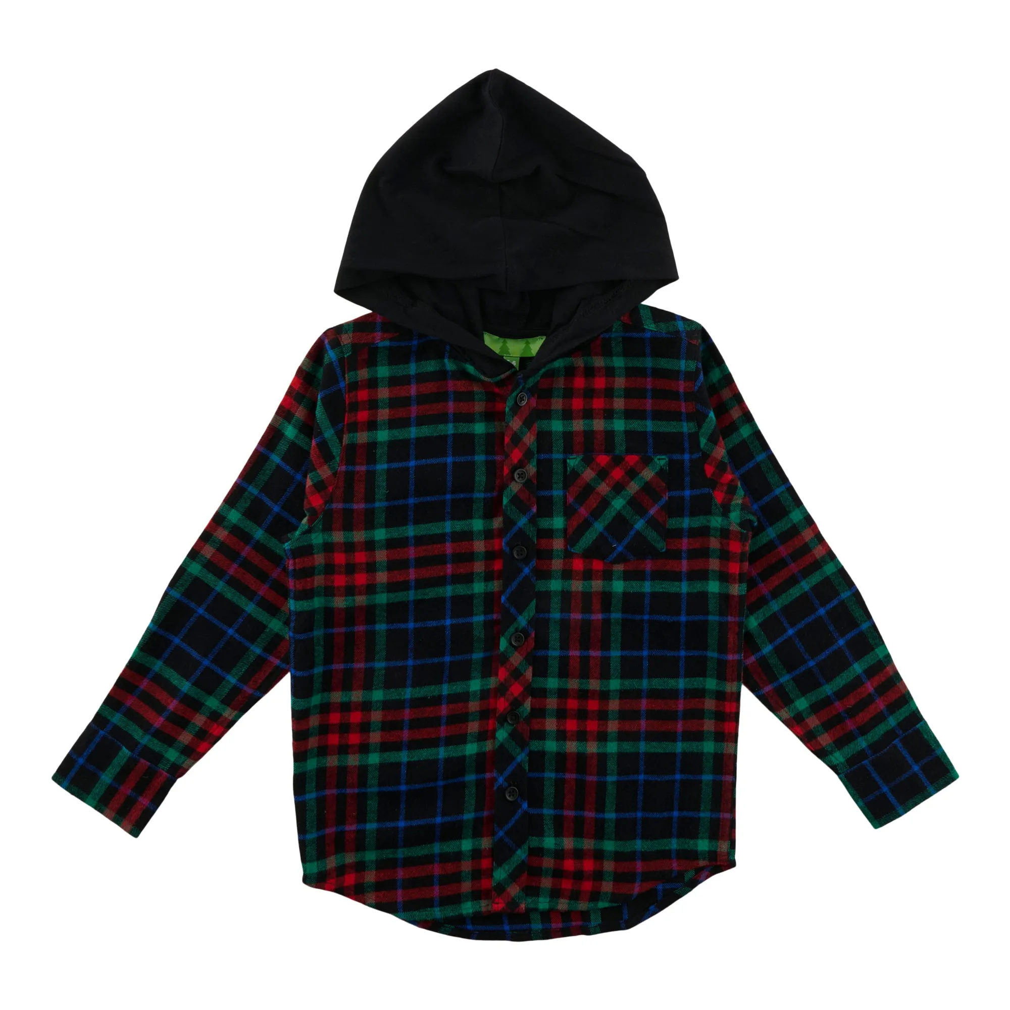 Comfy Cozy Boy's Flannel Hooded Long Sleeve Shirt