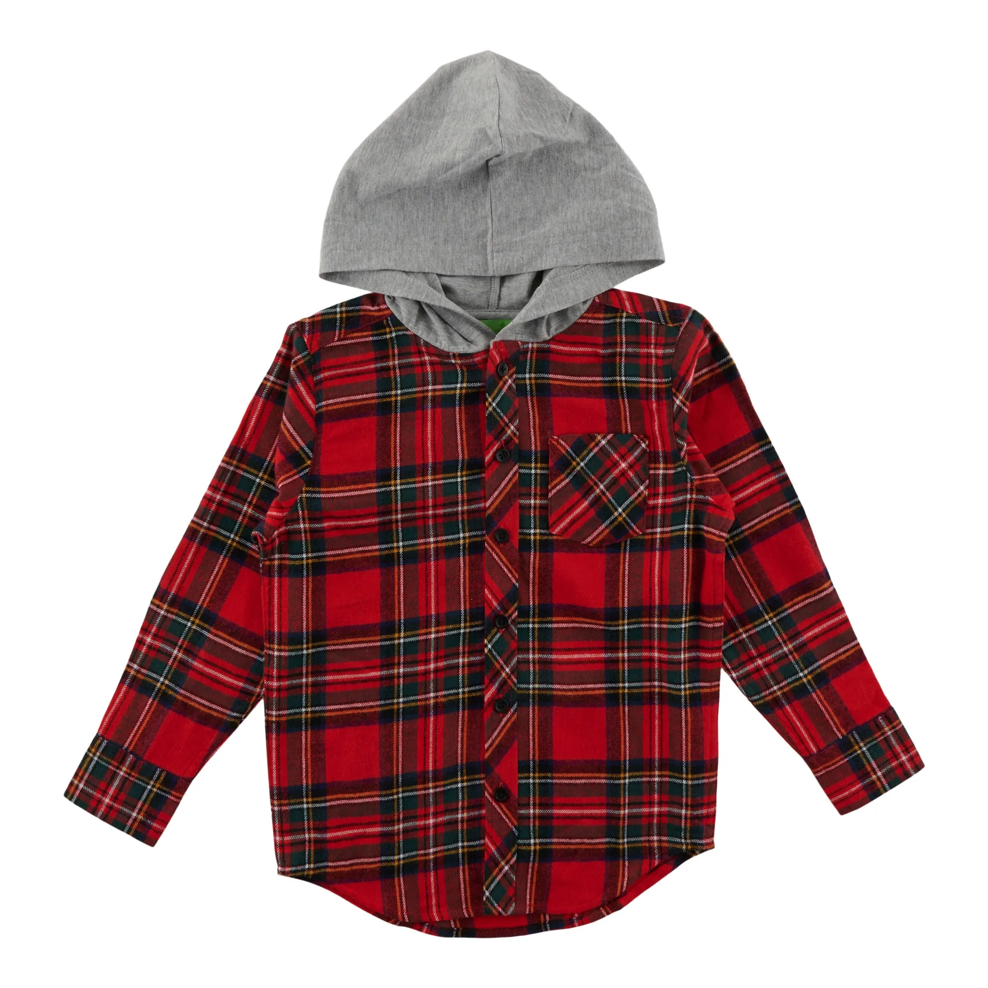 Comfy Cozy Boy's Flannel Hooded Long Sleeve Shirt