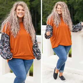 Ditzy Floral Top, Rust/Black