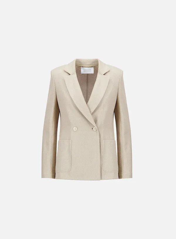 Double Breasted Blazer Shoulder Pads | Linen Honeycomb