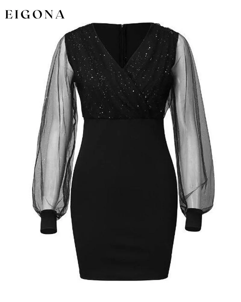 Elegant mesh v-neck dress