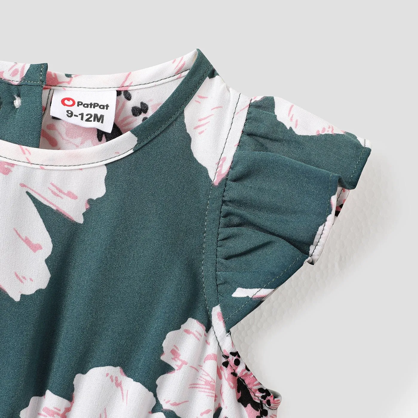 Family Matching Allover Floral Print Curved Hem Belted Dresses and Colorblock Striped T-shirts Sets