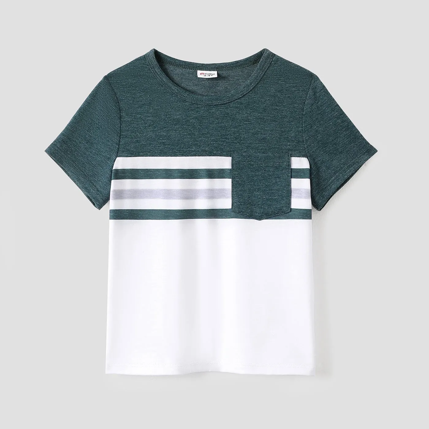 Family Matching Allover Floral Print Curved Hem Belted Dresses and Colorblock Striped T-shirts Sets