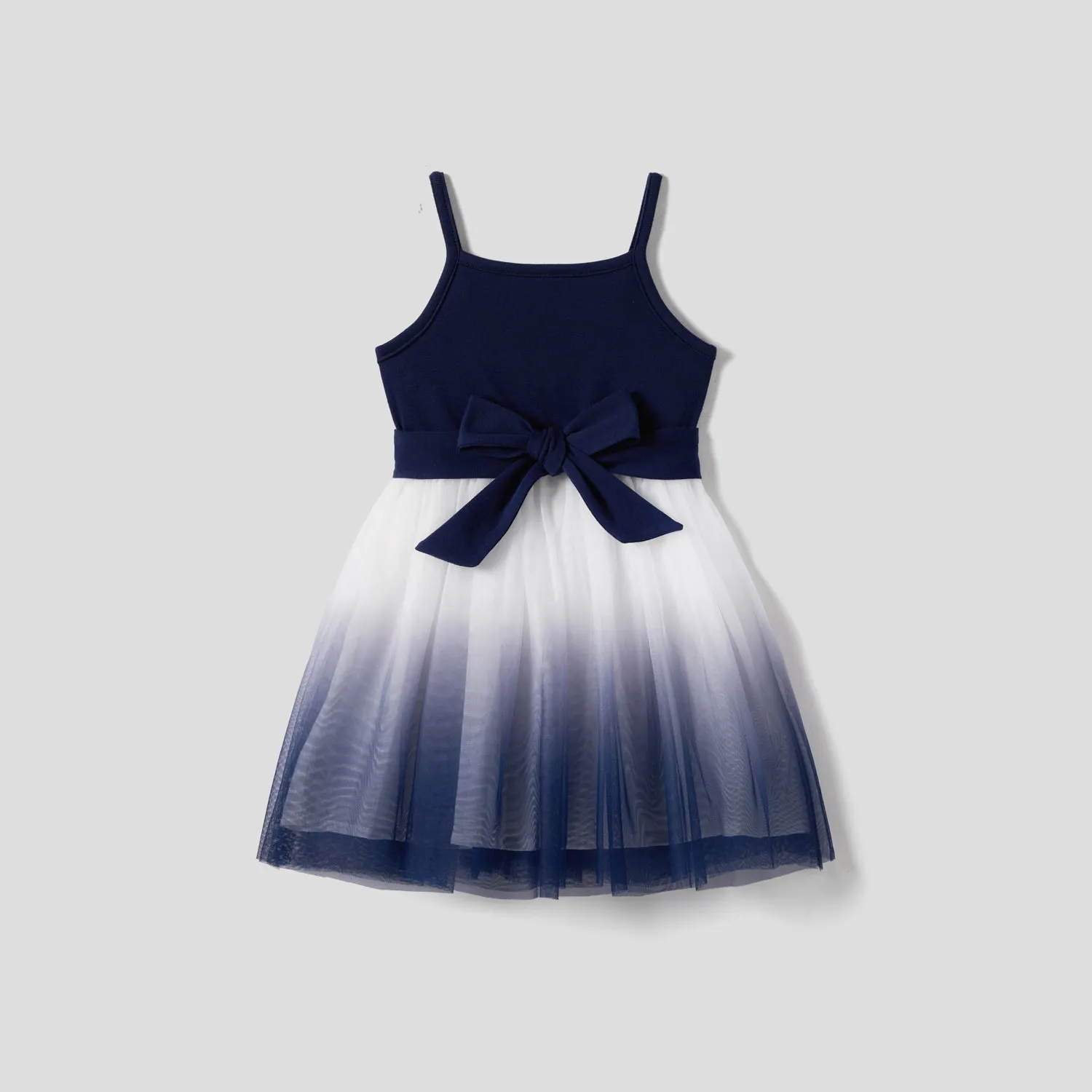 Family Matching Belted Ombre Slip Dresses and Striped Short-sleeve T-shirts Sets