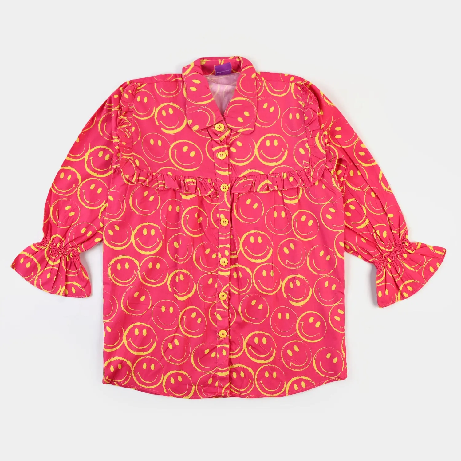 Girls Cotton Casual Top - Magenta