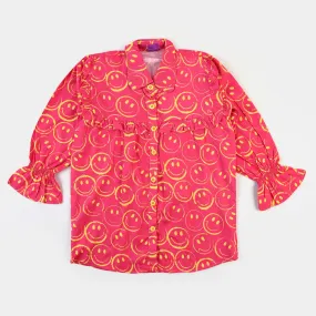 Girls Cotton Casual Top - Magenta