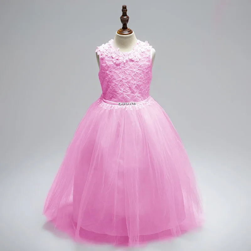 Girls Elegant Floral Evening Party Dress