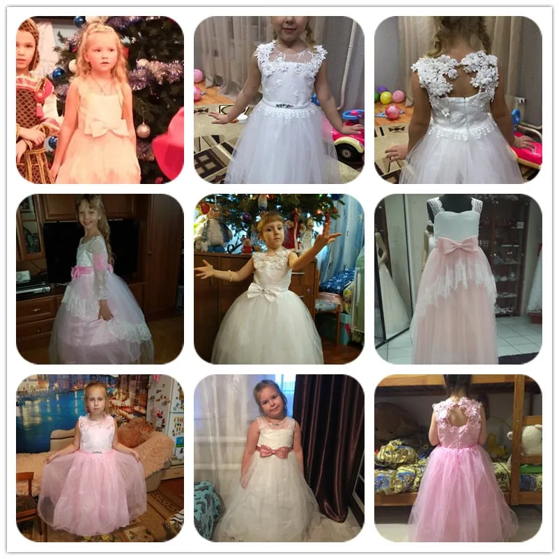 Girls Elegant Floral Evening Party Dress