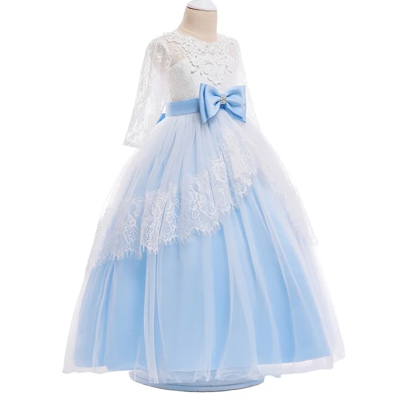 Girls Elegant Floral Evening Party Dress