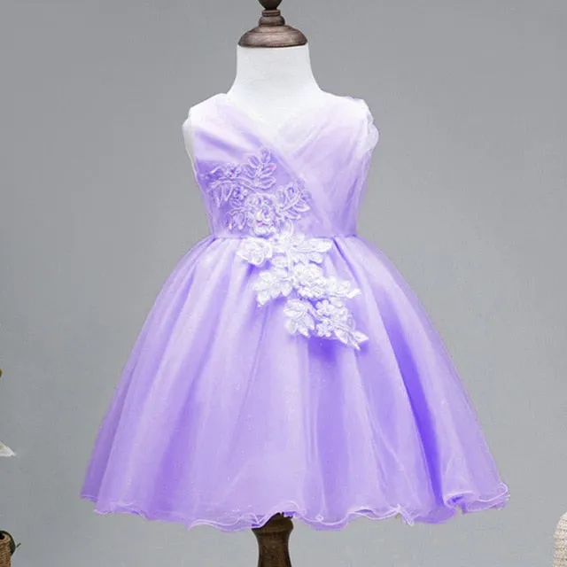 Girls Elegant Floral Evening Party Dress