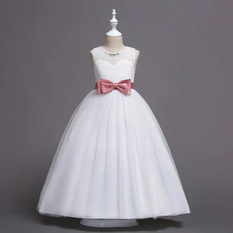 Girls Elegant Floral Evening Party Dress