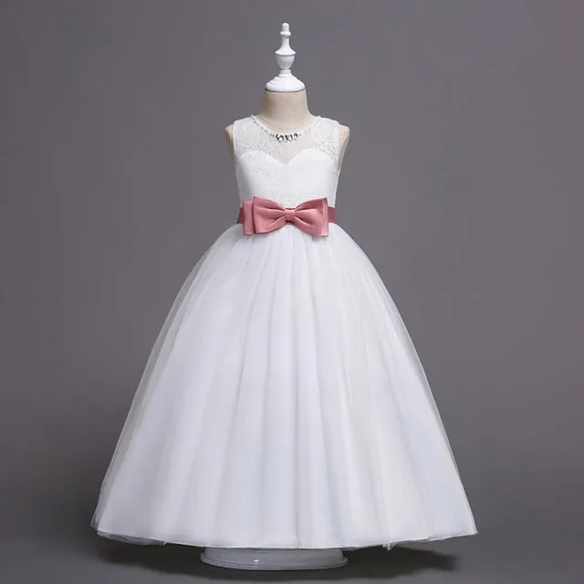 Girls Elegant Floral Evening Party Dress