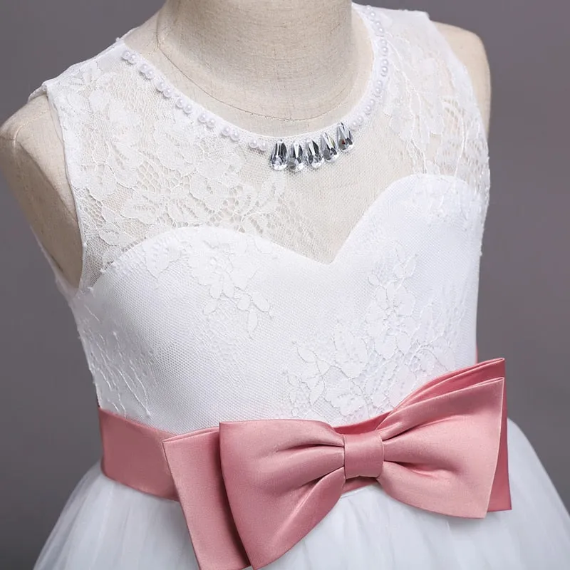 Girls Elegant Floral Evening Party Dress