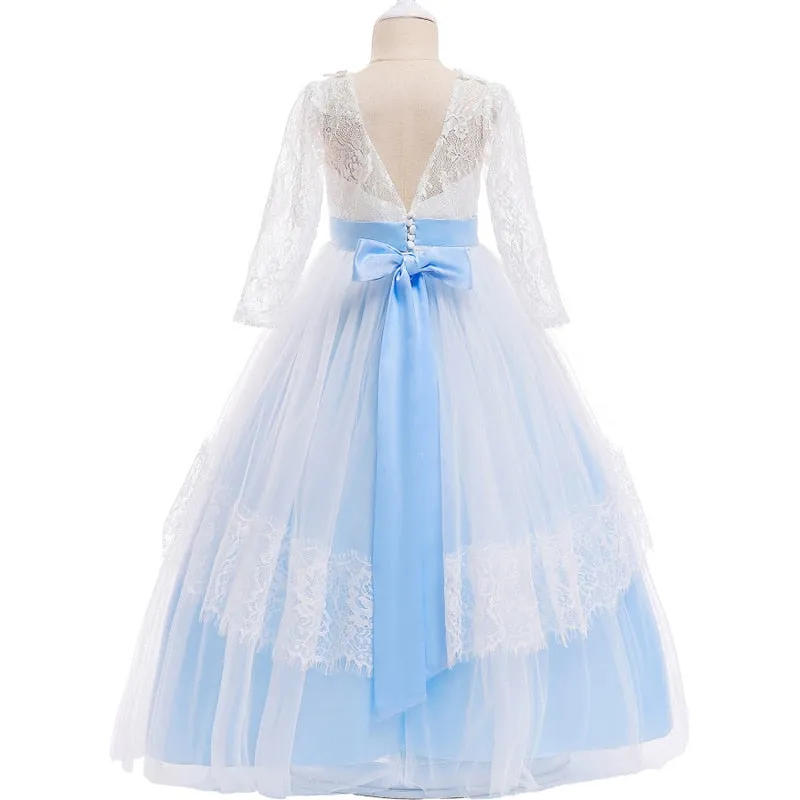 Girls Elegant Floral Evening Party Dress