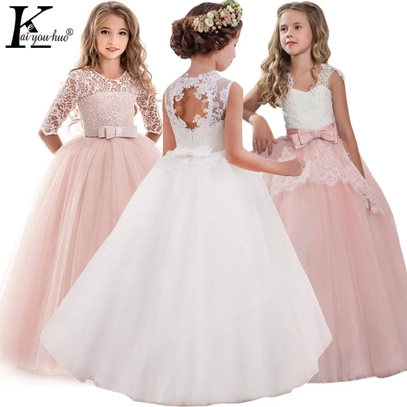 Girls Elegant Floral Evening Party Dress