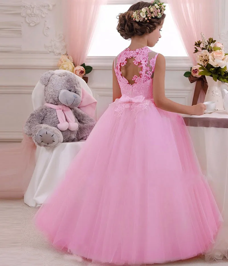 Girls Elegant Floral Evening Party Dress