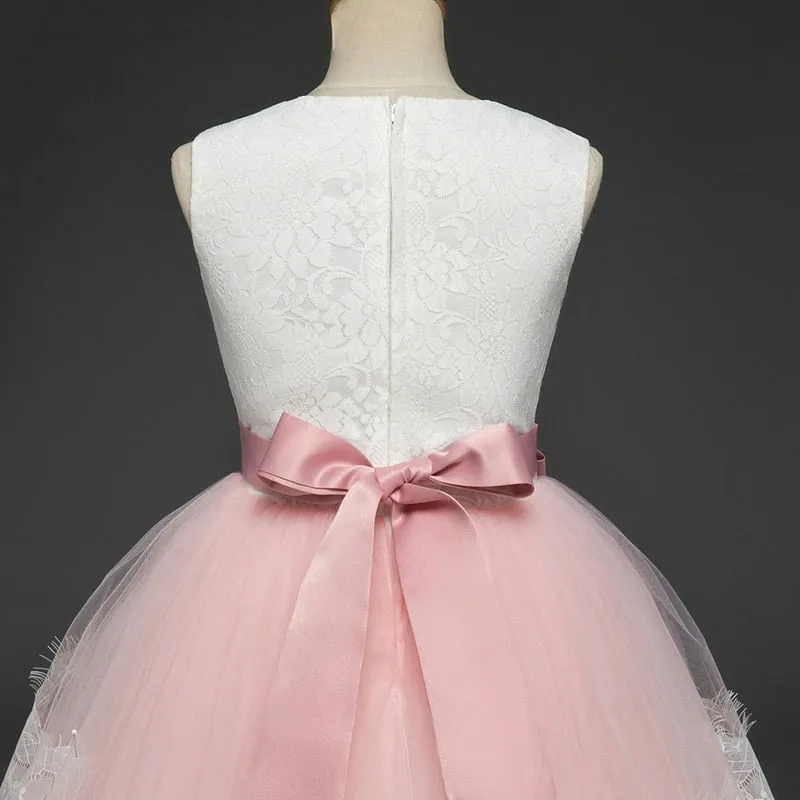 Girls Elegant Floral Evening Party Dress