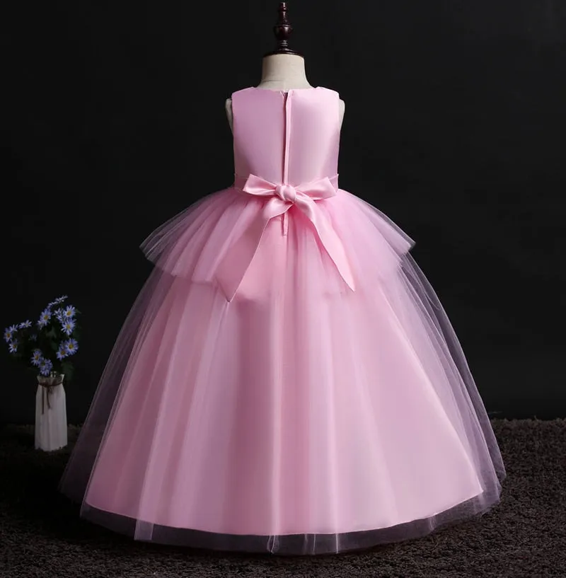 Girls Elegant Floral Evening Party Dress