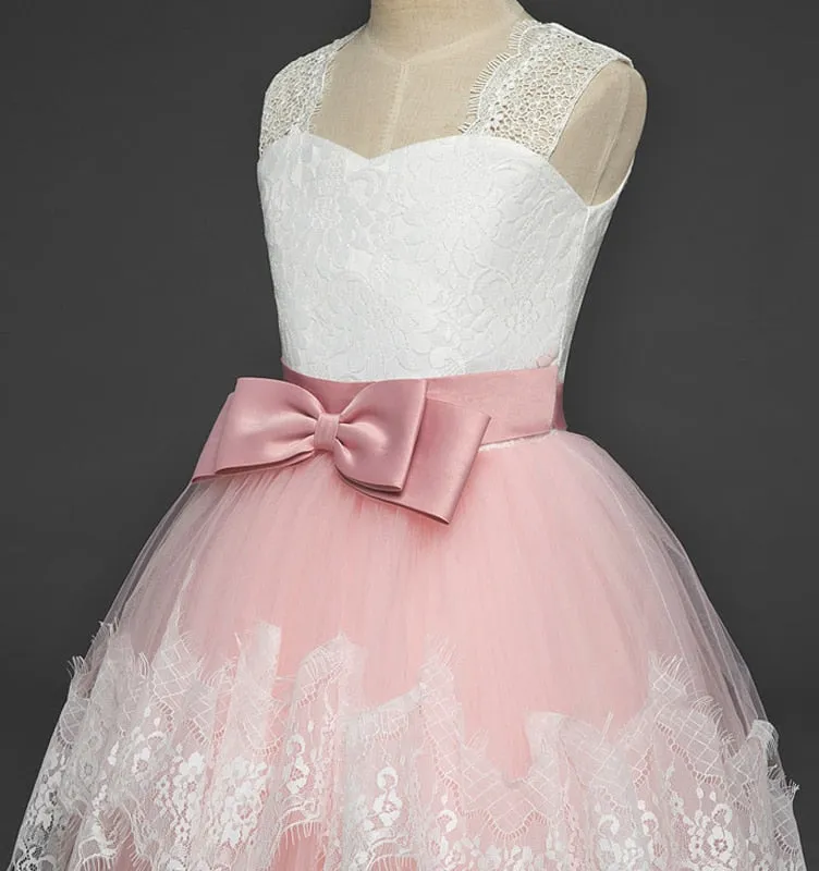 Girls Elegant Floral Evening Party Dress