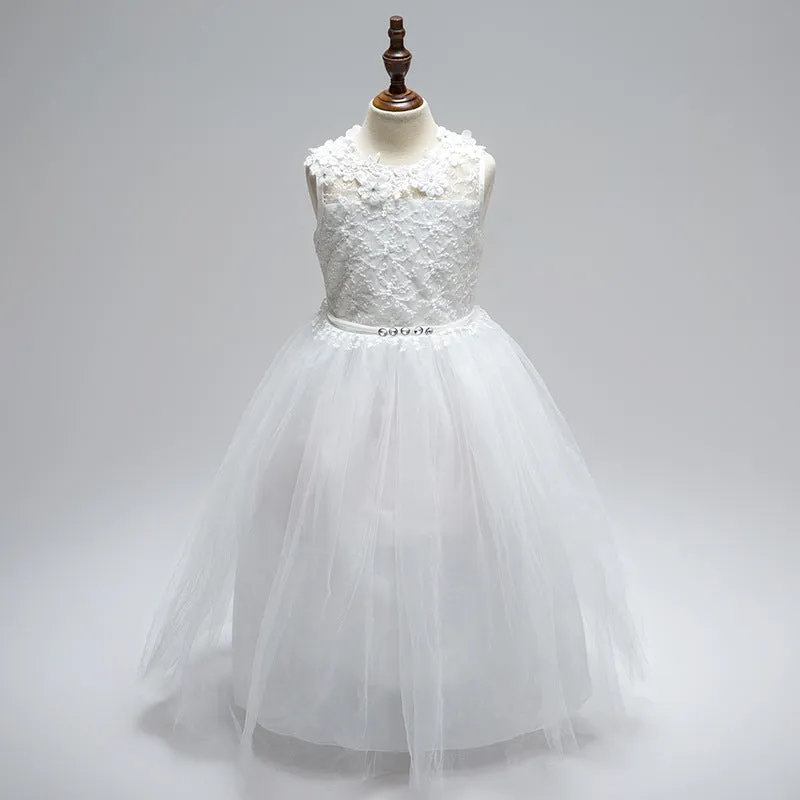 Girls Elegant Floral Evening Party Dress