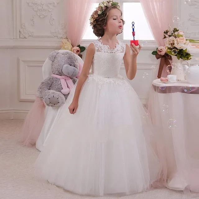 Girls Elegant Floral Evening Party Dress