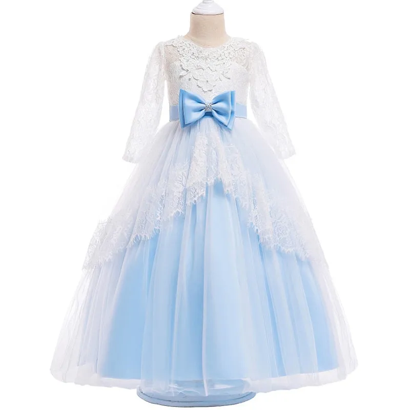 Girls Elegant Floral Evening Party Dress