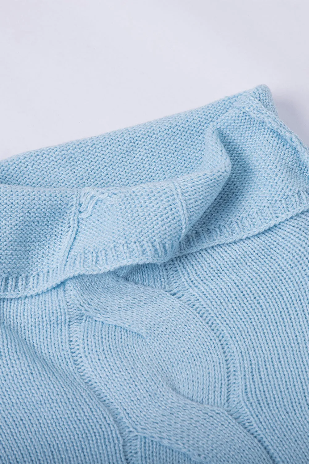 Gray Colorblock Turtleneck Loose Knitted Sweater