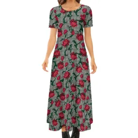 Houndstooth Short Sleeve Dress for Those Who Love a Delightful Blend