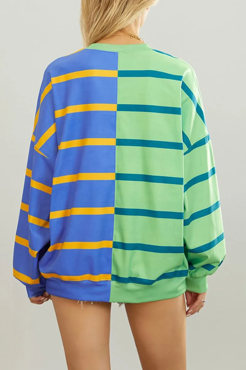 HTR1348 Colorblock Stripe Sweater