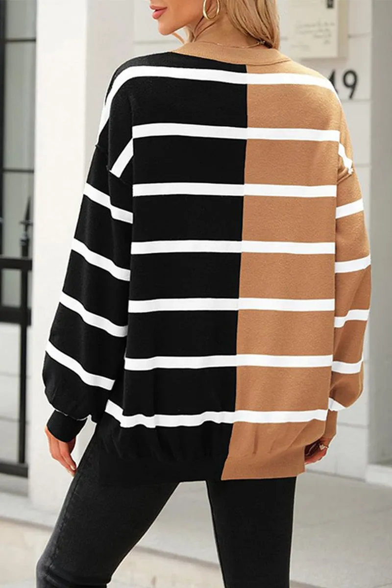 HTR1348 Colorblock Stripe Sweater