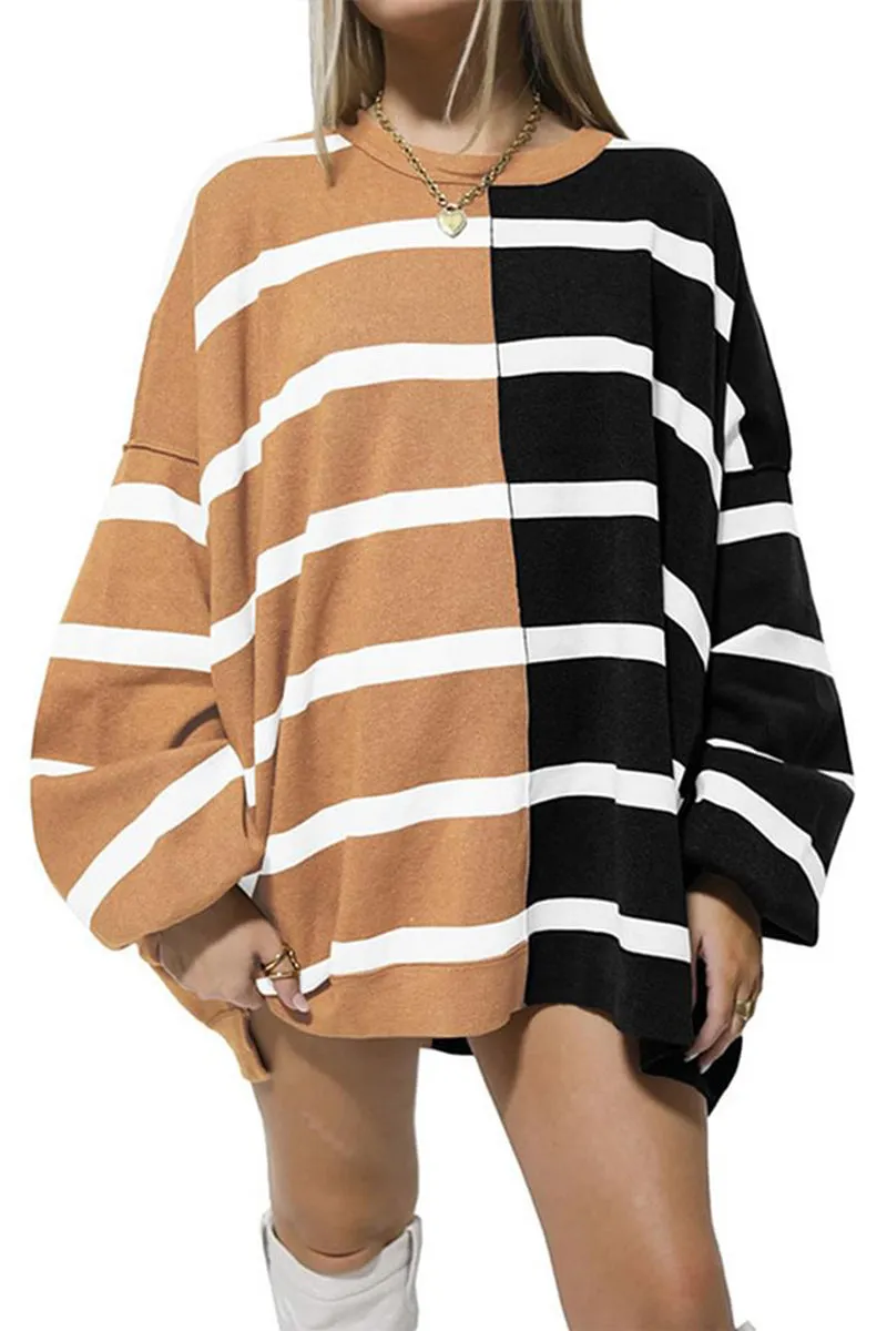 HTR1348 Colorblock Stripe Sweater