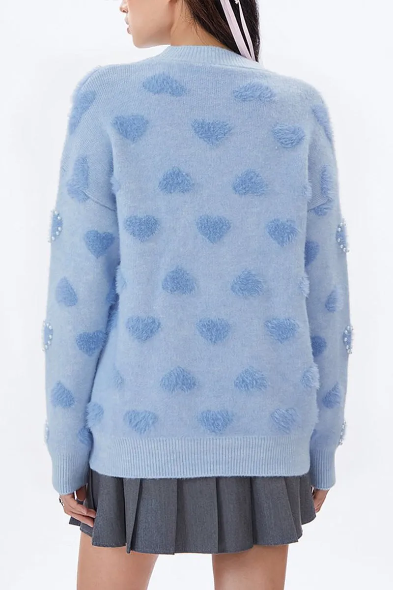 HWS1170 Pearl-Heart Knit Sweater