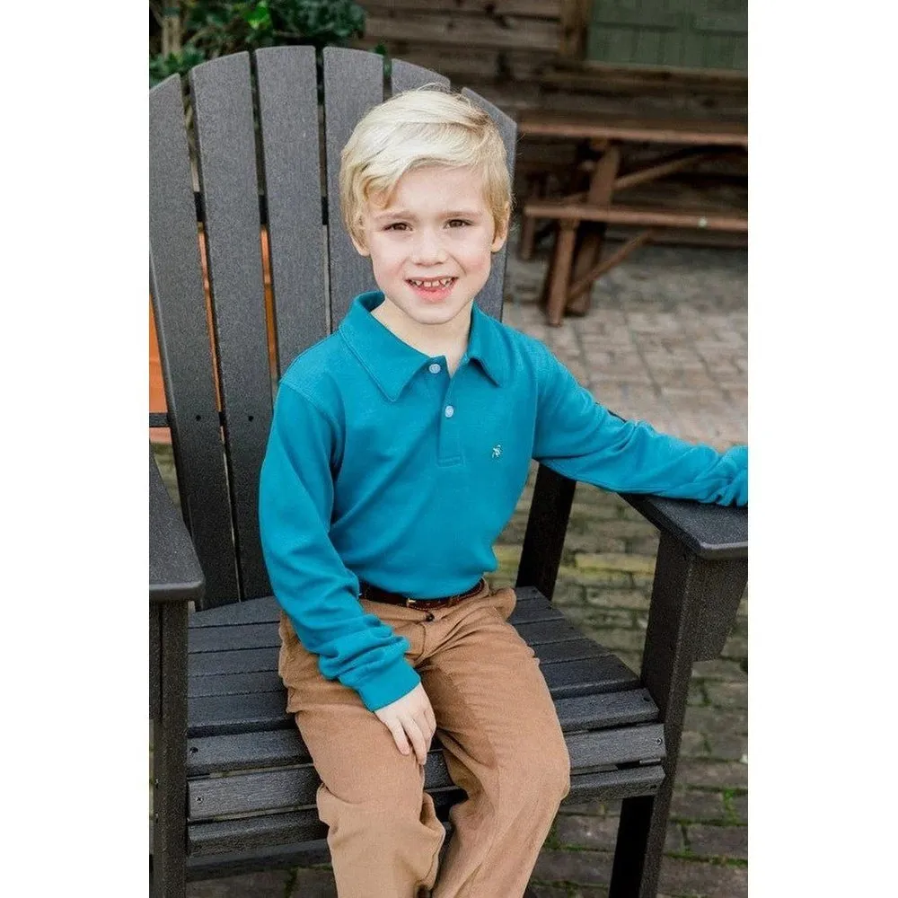 J Bailey by Bailey Boys Harry Long Sleeve Polo Teal